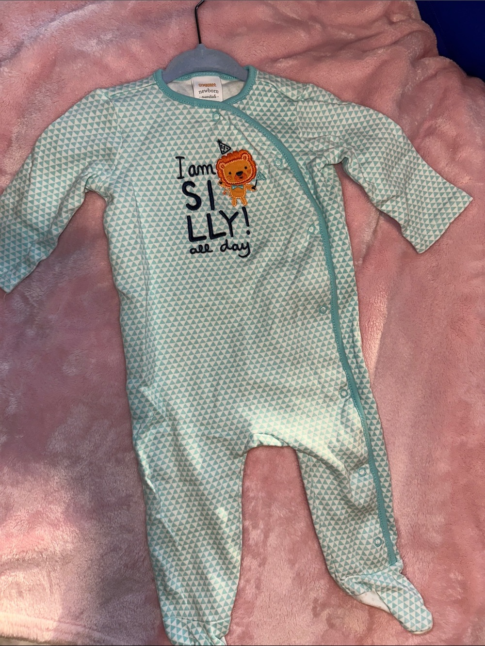 Gymboree Mint Green Geometric Lion Footie 6-9m